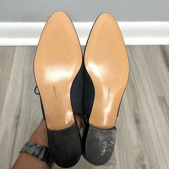 Salvatore Ferragamo Flats Women’s 9 AA (Narrow) Navy Blue Sling Back Oxford New - Picture 4 of 6